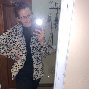 Plush leopard print jacket
